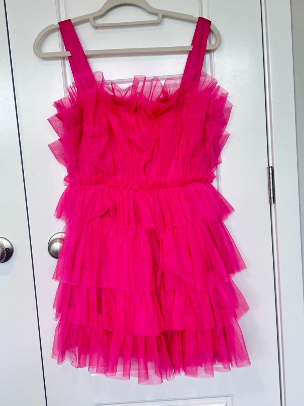 Storia Hot Pink Tiered Tulle Party Mini Dress Medium
